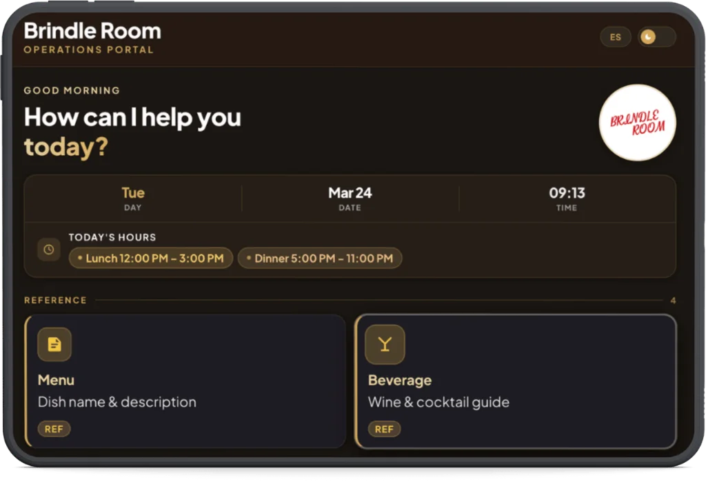 App dashboard showing the main operations interface